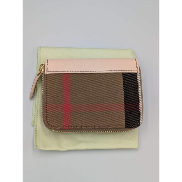 Burberry MN Zip Around Check Canvas Coin Wallet Pale Cameo 8084527 - Picture 3 of 11